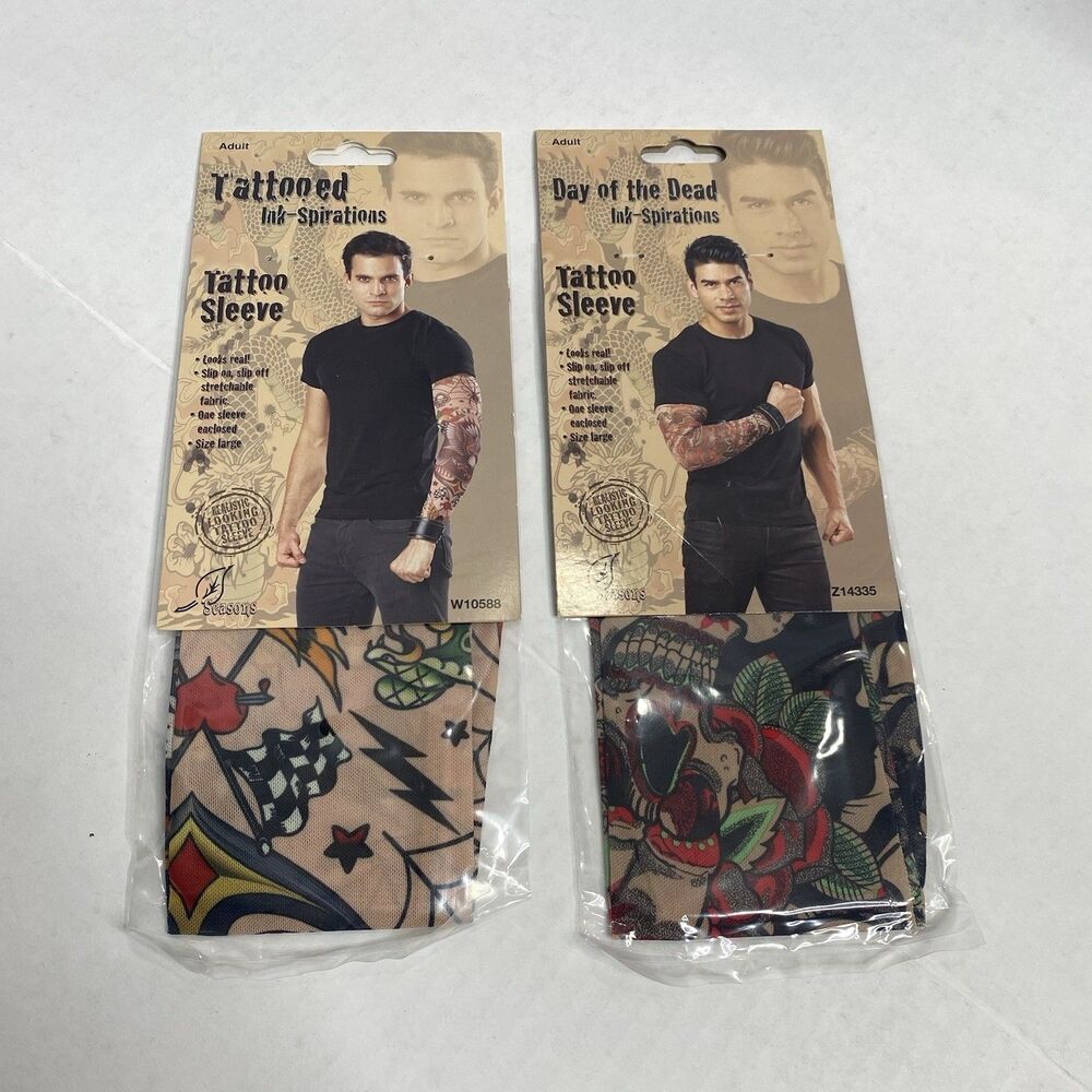 Day of the Dead Skull & Tattooed Ink- Inspirations Stretchable fabric Large 2 Pk